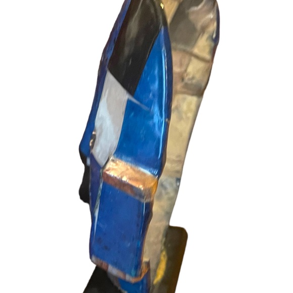 Vintage 1980s Mexican Decor Death Mask Abalone, MOP & Black Onyx Design Lapis - Picture 3 of 6